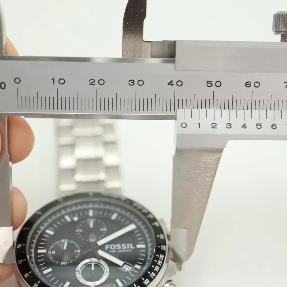 Fossil Decker Men's 42mm Chronograph Watch Silver Black Steel CH2600 New Battery